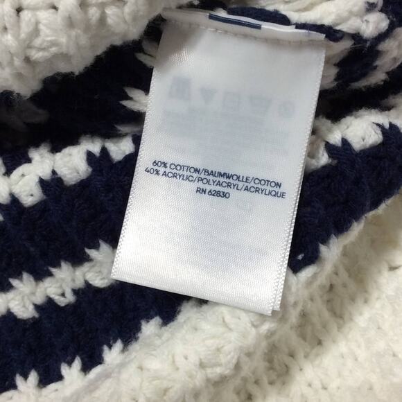 Lands End Women's Breton Strips Striped Waffle Knit Sweater Large Size 14-16 - Picture 5 of 11